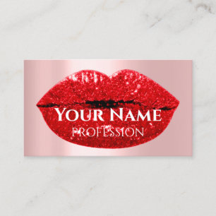 Nails Makeup Artist Rose Drips Kiss Lips Red Business Card