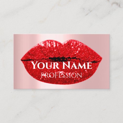 Nails Makeup Artist Rose Drips Kiss Lips Red Business Card