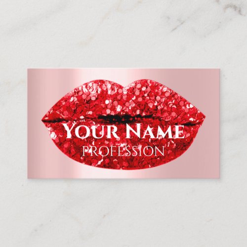 Nails Makeup Artist Rose Drips Kiss Lips Red VIP Business Card