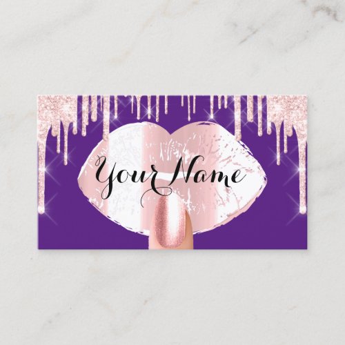 Nails Makeup Artist Rose Drips Pink Kiss Purple Business Card