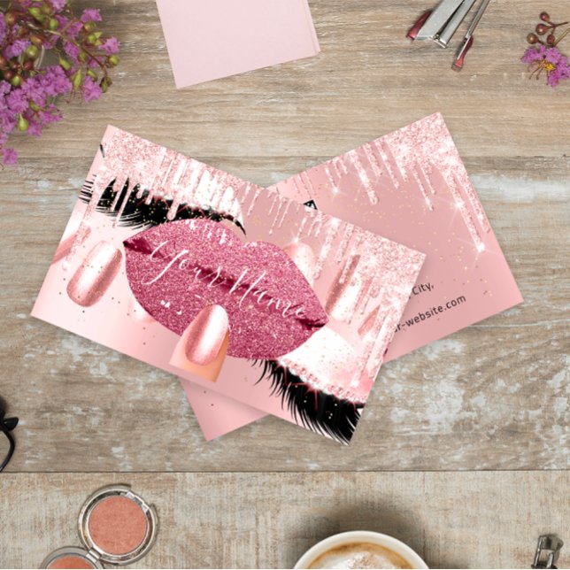Nails Makeup Artist Rose Kiss Lip Lash QRCODE Logo Business Card (Nails Makeup Artist Rose Kiss Lip Lash QRCODE Logo Business Card)