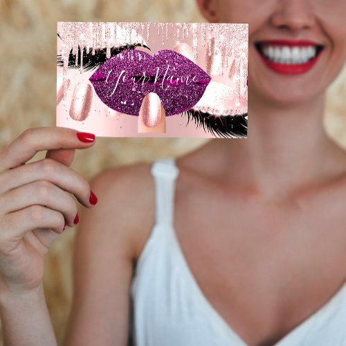 Nails Makeup Artist Rose PurpleKiss Lips Pink Lash Business Card