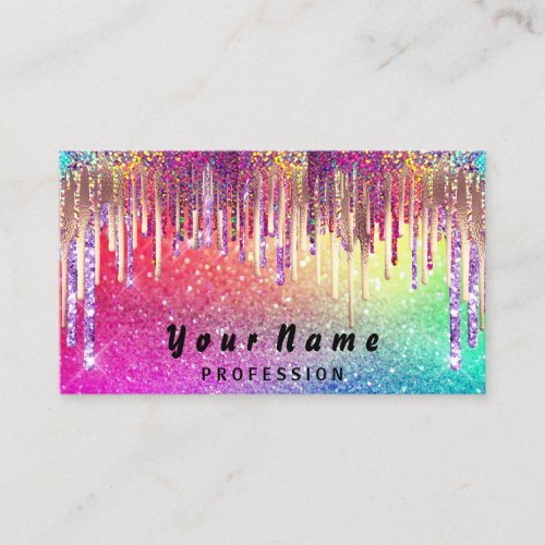 Nails  Makeup Lashes Holograph Drips Rainbow Business Card