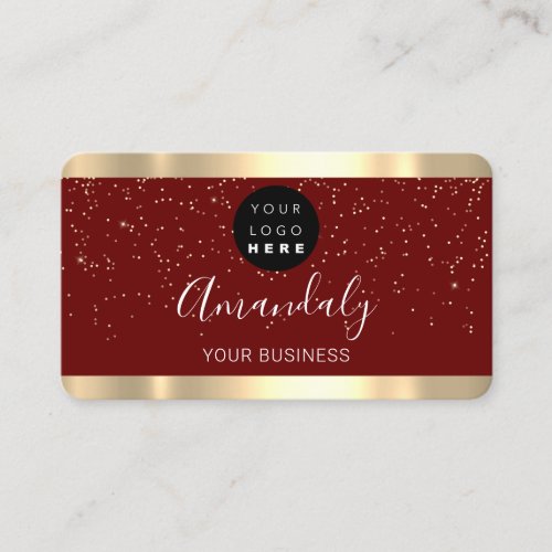 Nails Makeup Stylist Gold Confetti Custom Logo Business Card