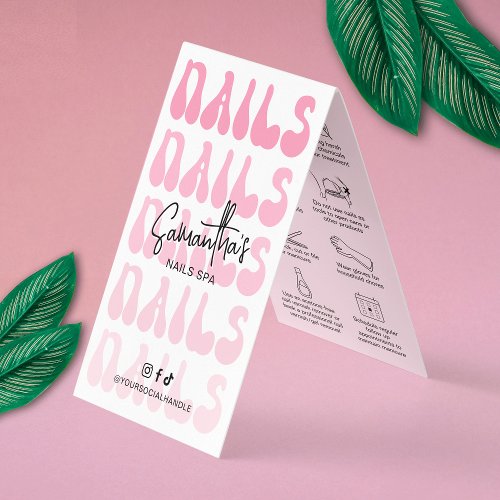 Nails Manicure Aftercare Retro Pink Logo Nail Spa Business Card