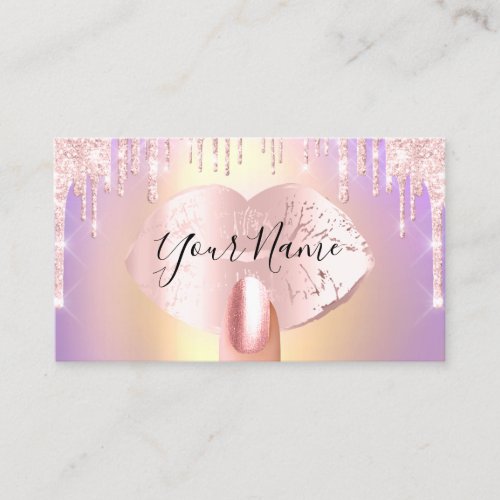 Nails Manicure Makeup Artist Rose Drip Lips Ombre Business Card