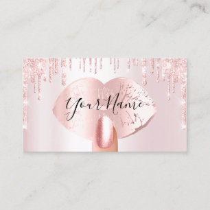 Nails Manicure Makeup Artist Rose Drips Blush Lips Business Card