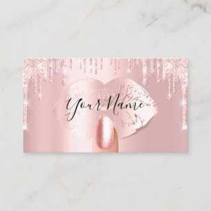 Nails Manicure Makeup Artist Rose Drips Kiss Lips Business Card