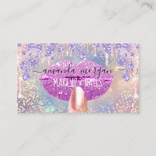 Nails Manicure Makeup Holograph Lips Glitter Gold Business Card