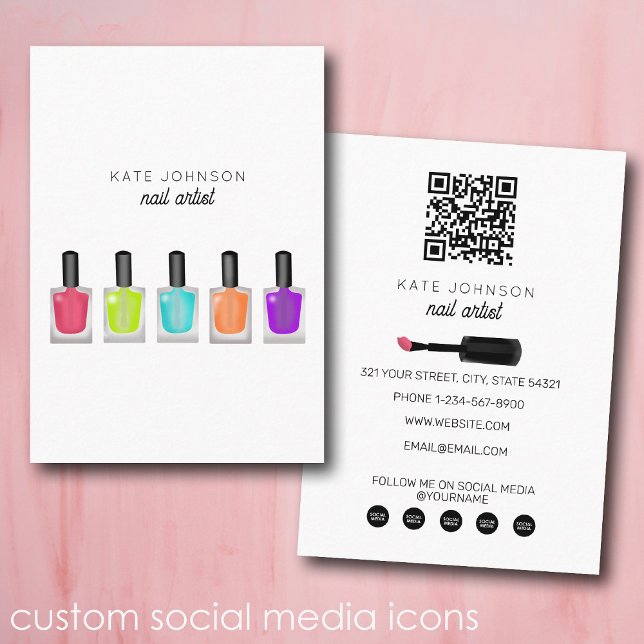Nails Manicure Pedicure Beauty Nail Artist Modern Business Card (Nails Manicure Pedicure Beauty Nail Artist Modern Business Card)