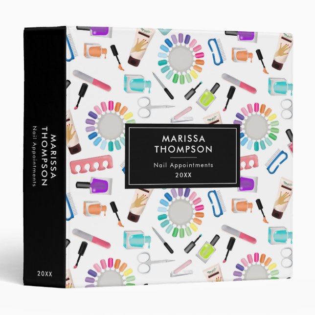 Nails Manicure Pedicure Beauty Salon  3 Ring Binder (Front/Spine)