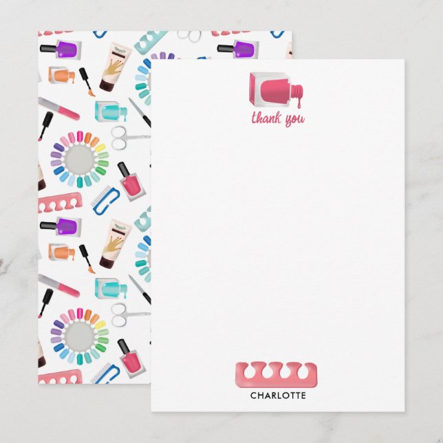 Nails Manicure Pedicure Beauty Salon  Thank You Card (Front/Back)