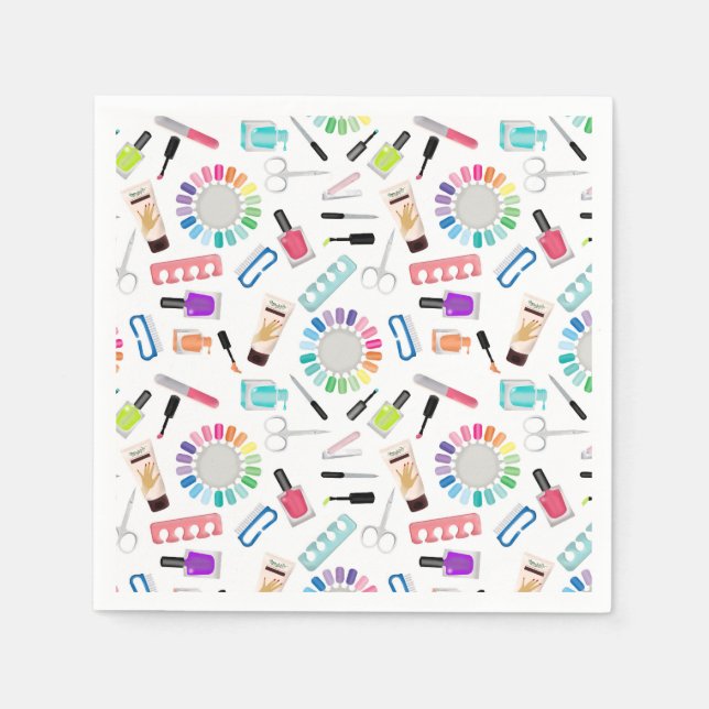 Nails Manicure Pedicure Mani Pedi Girls Birthday Napkins (Front)