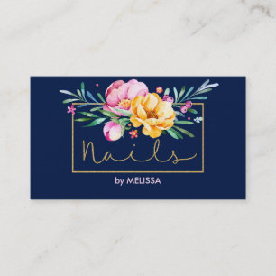 Nails-Modern Colorful Flowers Bouquet Business Card