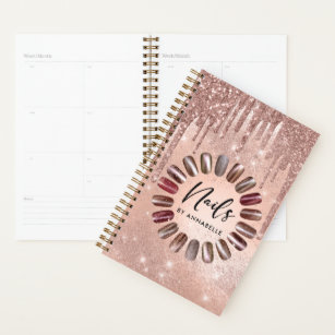 Nails Modern Rose Gold Glitter Drips Appointments Planner