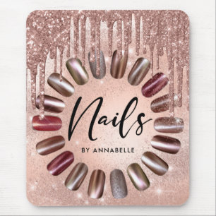 Nails Modern Rose Gold Glitter Drips Mouse Pad