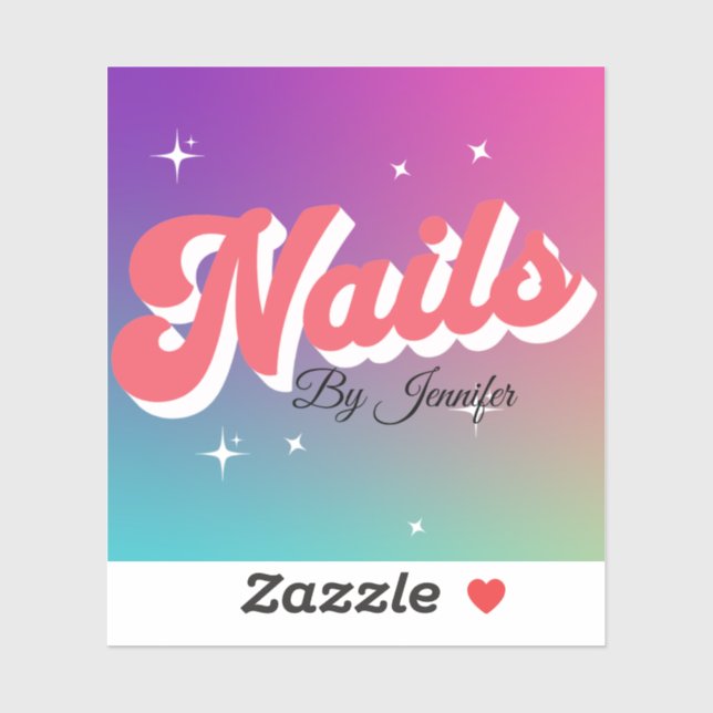 Nails Multicolor Logo Customize Name  Sticker (Sheet)
