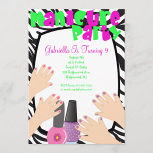 Nails, Nails, Nails Manicure Spa Birthday Party Invitation