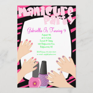 Nails, Nails, Nails Manicure Spa Birthday Party Invitation