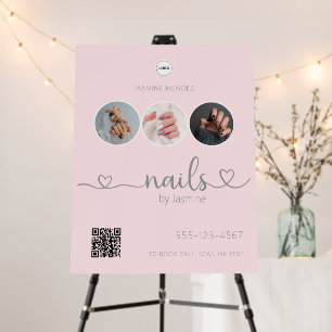 Nails QR Code Photo Collage Salon Display Foam Board