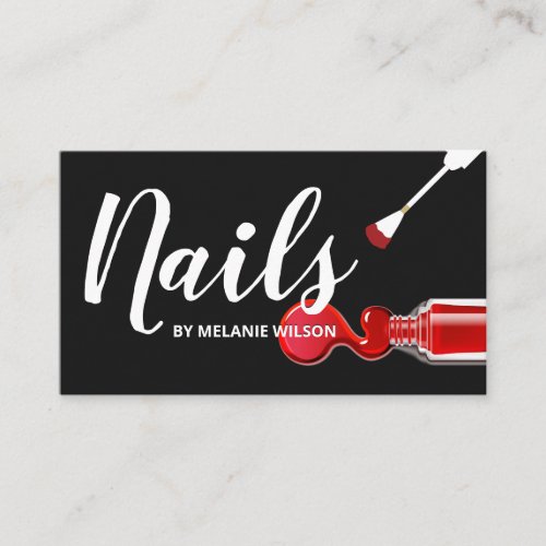 Nails  Red Nail Polish and Brush Business Card