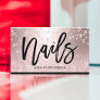 Nails rose gold glitter metallic sparkle confetti business card