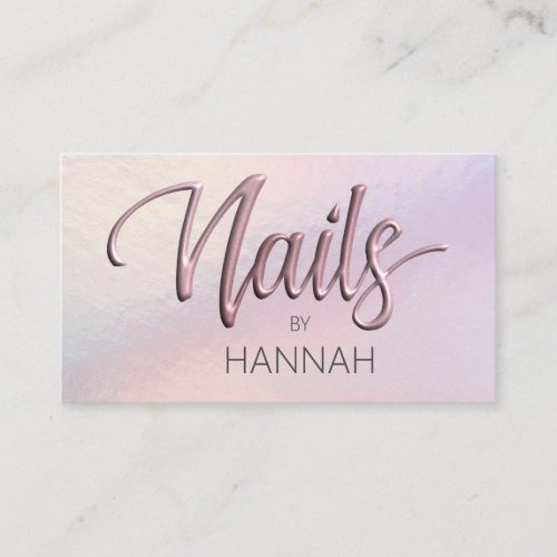 Nails Rose Metallic Holographic  Business Card