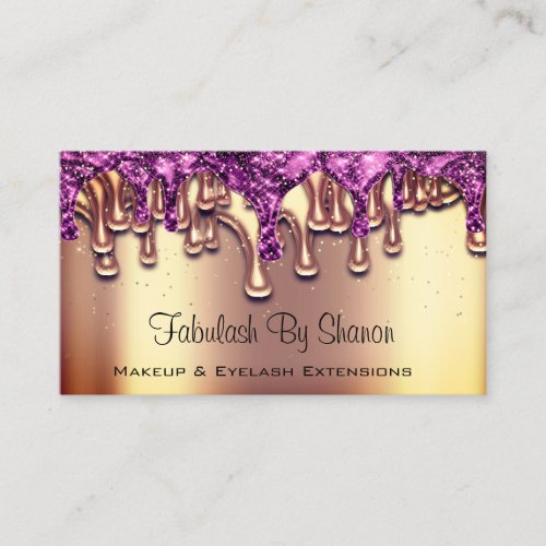 Nails Salon Artist Rose Gold Purple Drips Pink Business Card