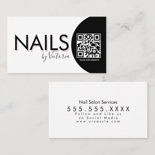  Nails Salon Beauty Artist QR CODE    Business Card (Front/Back)