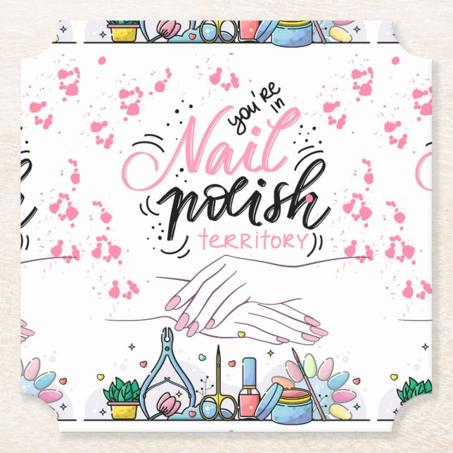 nails salon decorating style  paper coaster (Front)