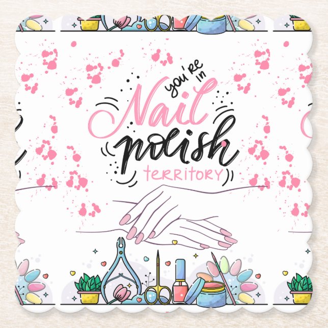 nails salon decorating style  paper coaster (Front)