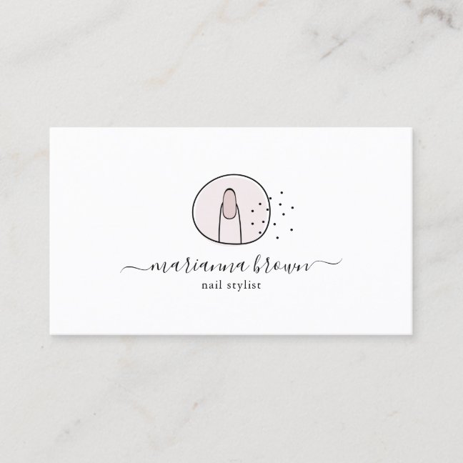 Nails salon girly pink trendy illustration business card