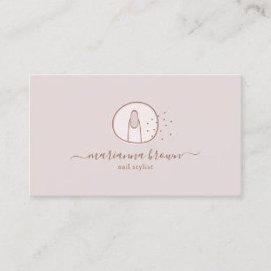 Nails salon girly pink trendy script business card