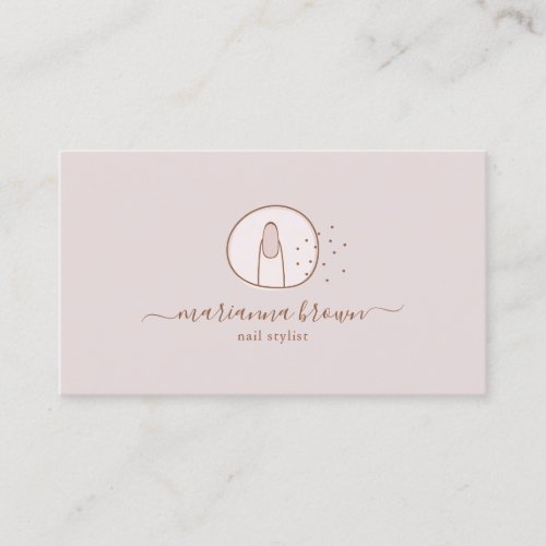 Nails salon girly pink trendy script business card