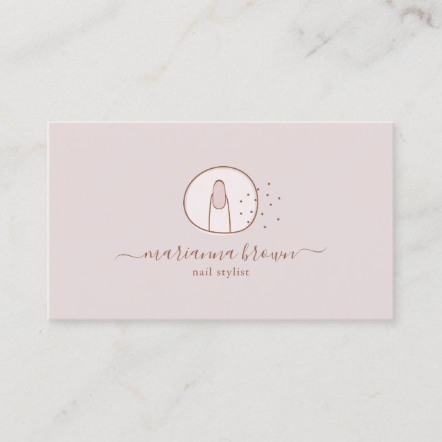Nails salon girly pink trendy script business card (Front)