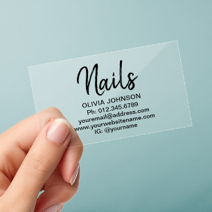 Nails Salon Modern Chic Transparent Clear Business Cards