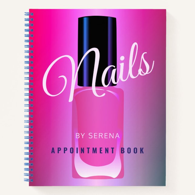 Nails salon modern elegant pink appointment book (Front)