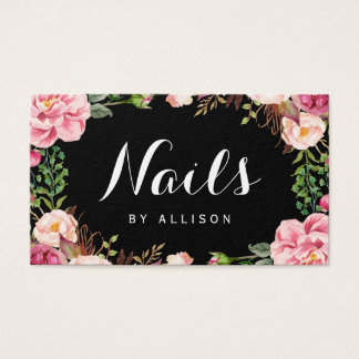 Nails Salon Nail Technician Romantic Floral Wrap Business Card