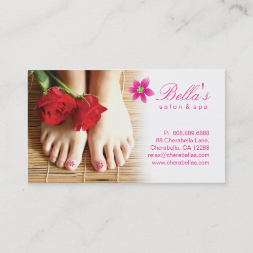 Customizable Nails Salon Spa Pedicure Flower Pink Business Card Template