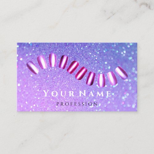 Nails Salon Stylist Manicure Holographic Glitter Business Card