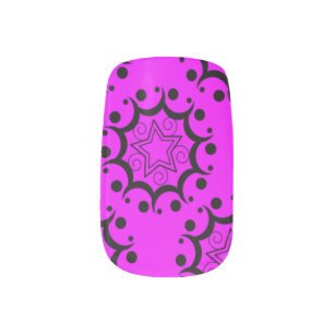 nails Star Heart Hot Pink lrg Minx Nail Wraps