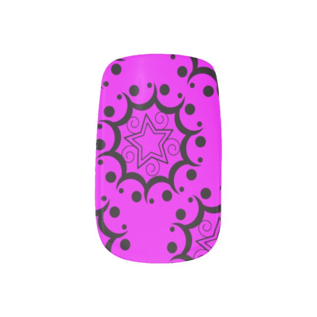nails Star Heart Hot Pink lrg Minx Nail Wraps (Right Thumb)