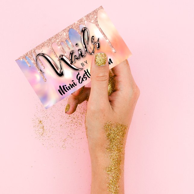 Nails Studio Artist Acrylic Drip Glitter Holograph Business Card (Creator Uploaded)