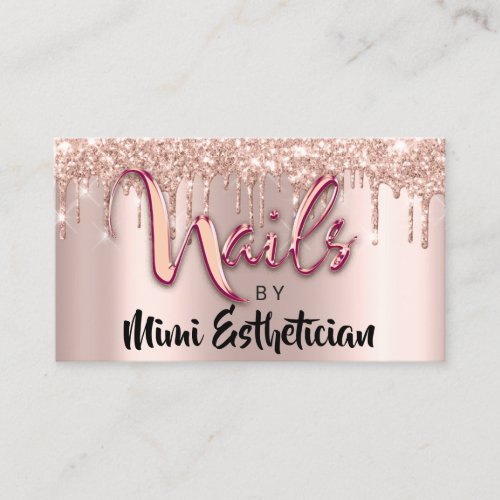 Nails Studio Artist Drips Glitter Rose Gold  Business Card