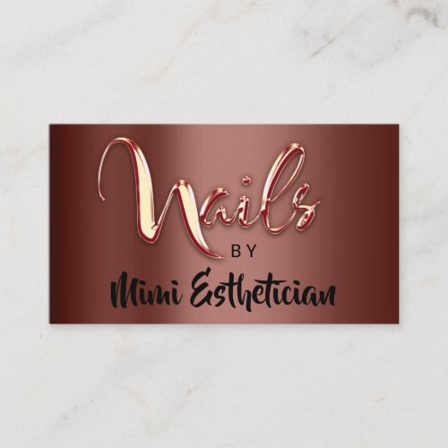 Nails Studio Artist Nails Logo Script Brown Gold Business Card