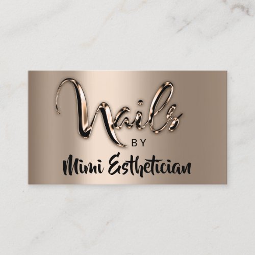 Nails Studio Artist Nails Logo Script Metalic Business Card
