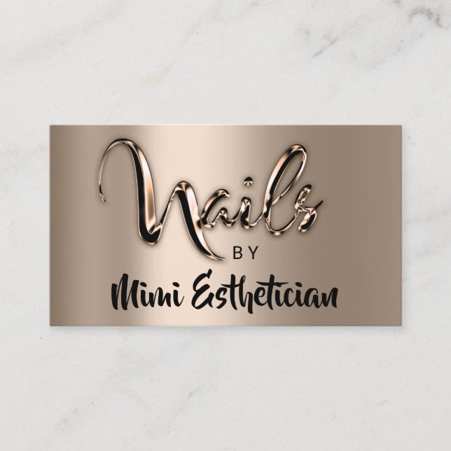 Nails Studio Artist Nails Logo Script Metalic Business Card (Front)