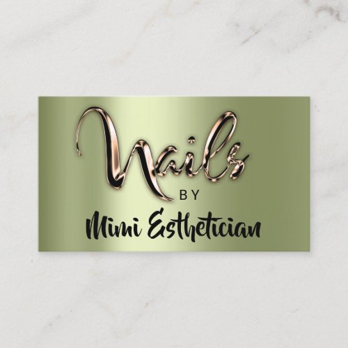 Nails Studio Artist Nails Logo Script Mint Green Business Card