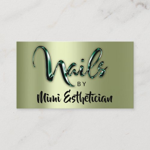 Nails Studio Artist Nails Logo Script Mint Greener Business Card