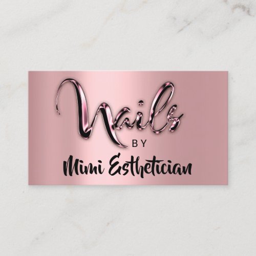Nails Studio Artist Nails Logo Script Pink Rose Business Card